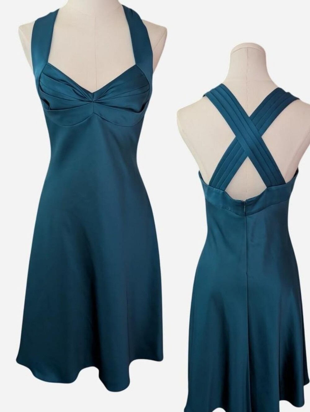 Calvin Klein Teal Satin Halter Dress (fits Medium) ‼️open to Offers